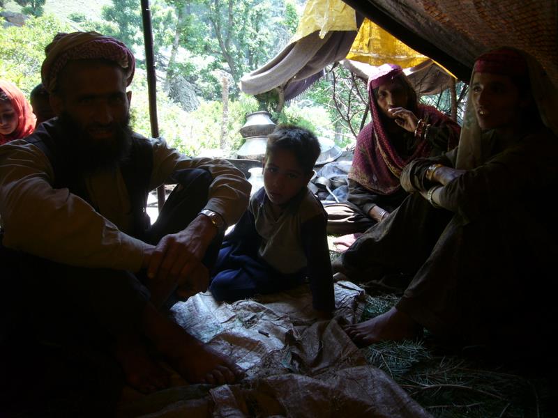 Inside a gypsy tent. They're happy to invite strangers for kashmiri butter tea in return for a few rupees and the odd packet of sweets.
